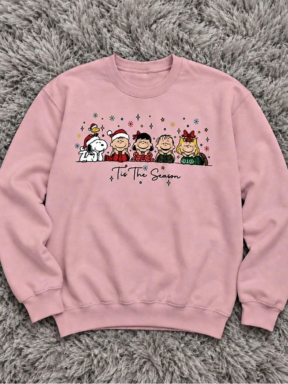Snoopy Peanuts Christmas Cute Sweatshirt in Light Pink